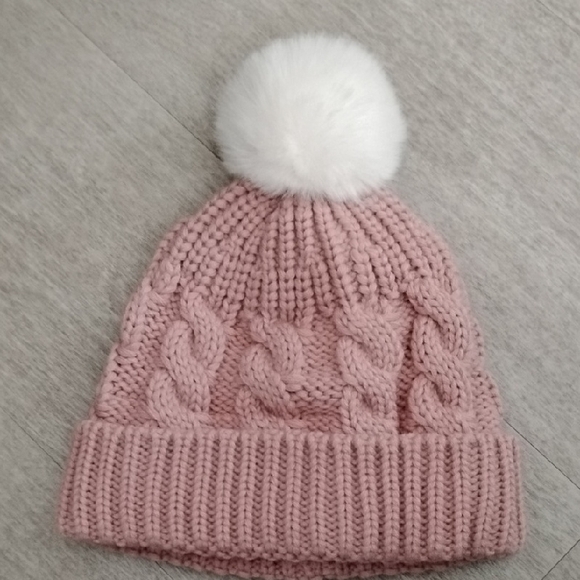 Cozy Pink Knit Pom-Pom Beanie for  Women - Picture 2 of 4